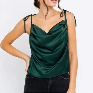 Le‎ Lis Forest Green Satin Camisole